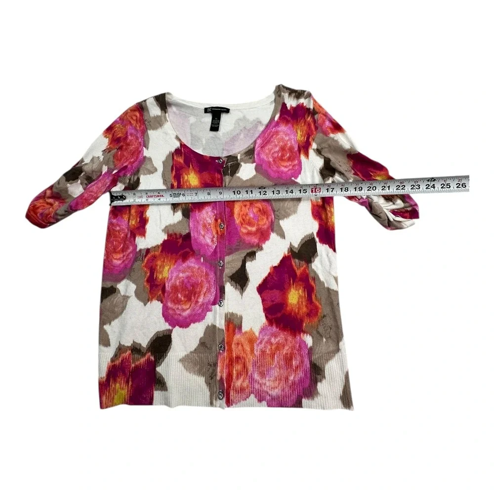 INC‎ International Concepts Womens Cardigan Sweater XL Floral Print Button Front